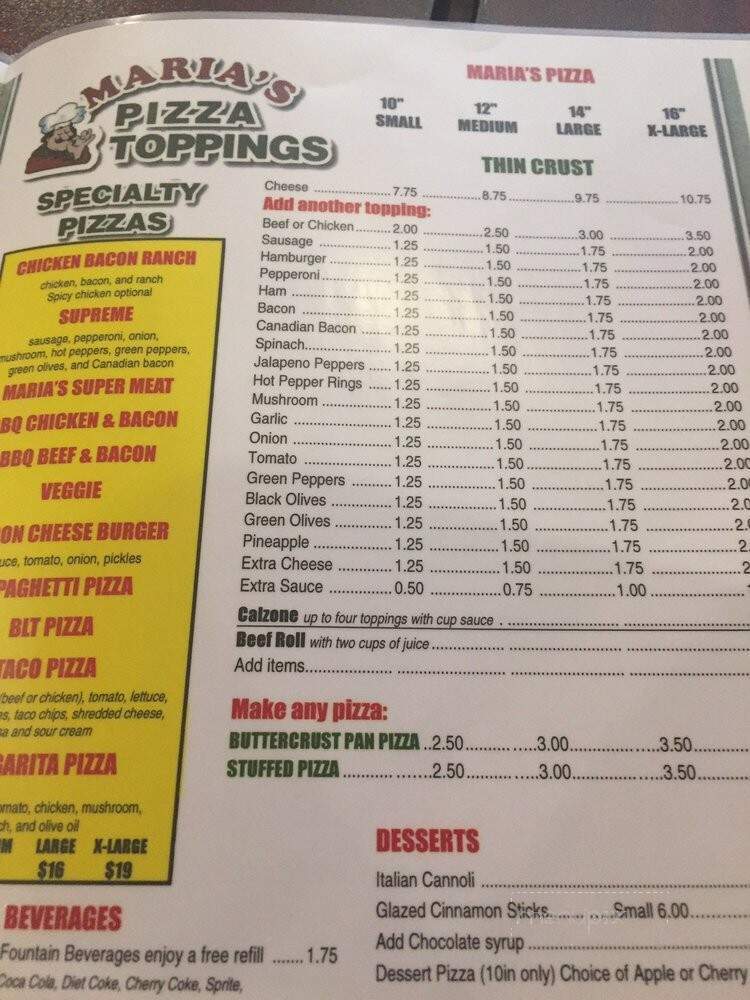 Maria's Pizza - Amboy, IL menu_pic