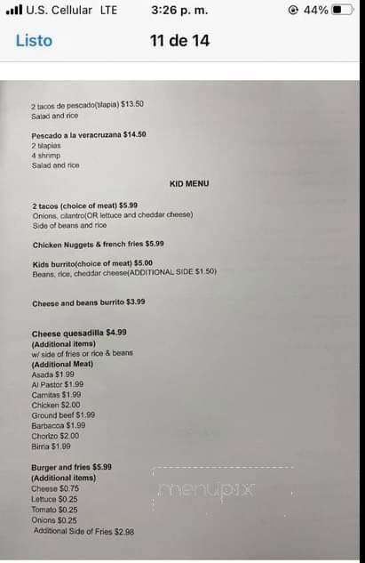 La Mexicana - Coralville, IA menu_pic