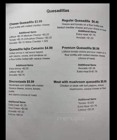 La Mexicana - Coralville, IA menu_pic
