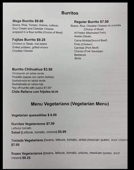 La Mexicana - Coralville, IA menu_pic