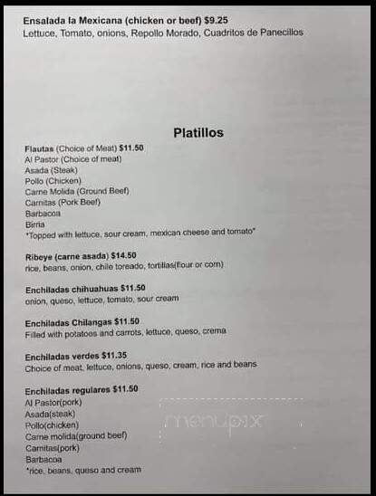 La Mexicana - Coralville, IA menu_pic