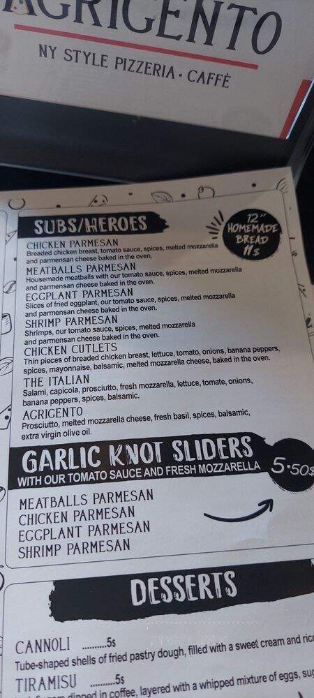 Agrigento Pizzeria Caffe - Bradenton, FL menu_pic