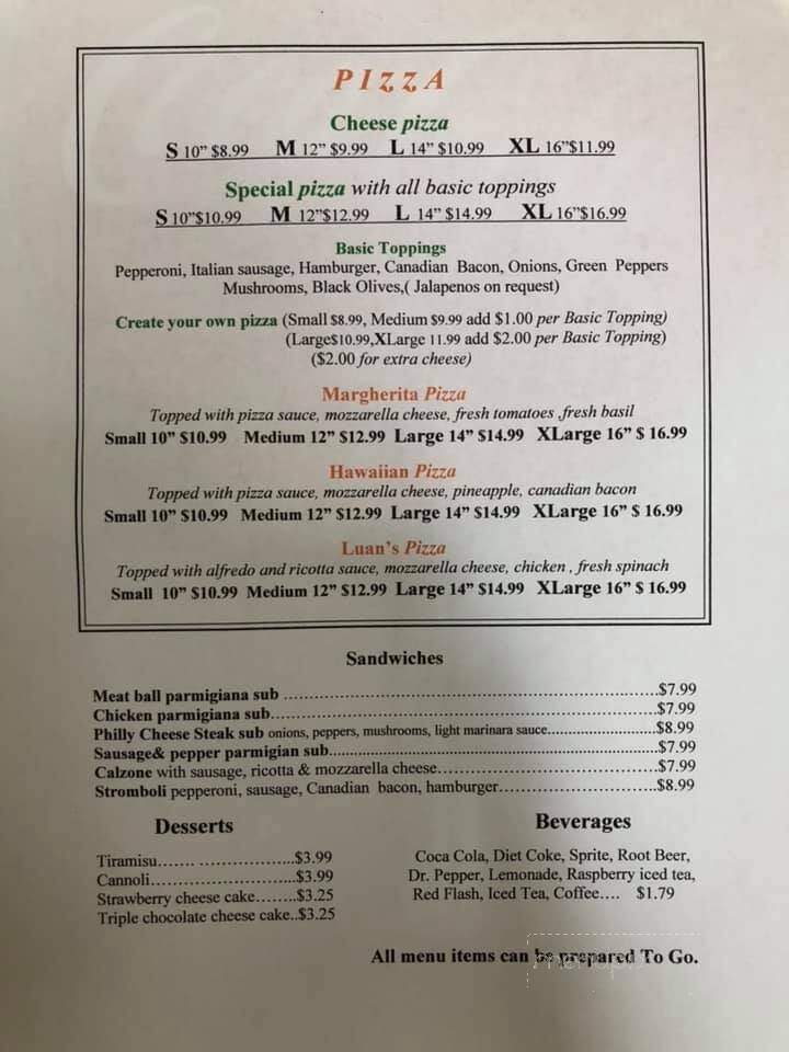 Luigis - Woodway, TX menu_pic