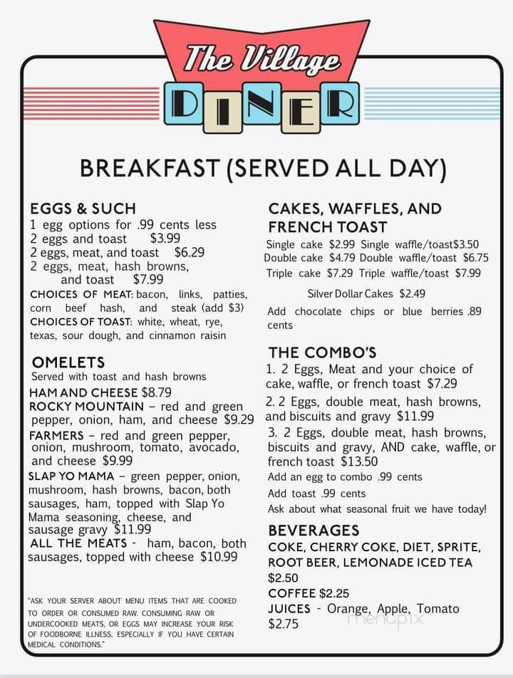 The Village Diner - Richland, MI menu_pic