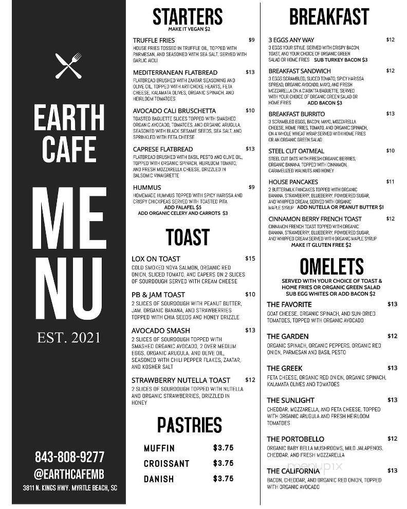 Earth Cafe - Myrtle Beach, SC menu_pic