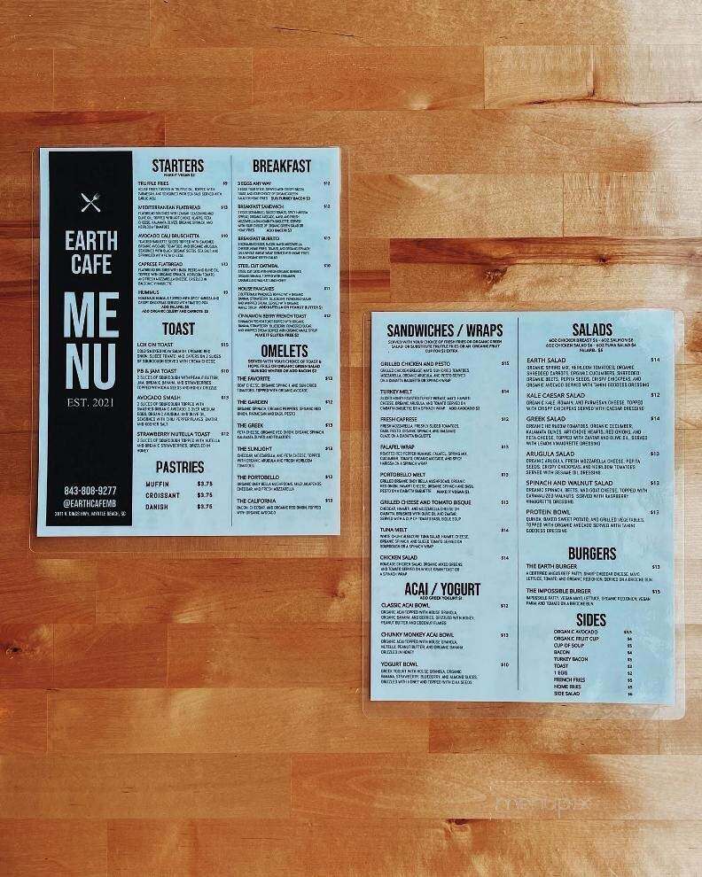 Earth Cafe - Myrtle Beach, SC menu_pic