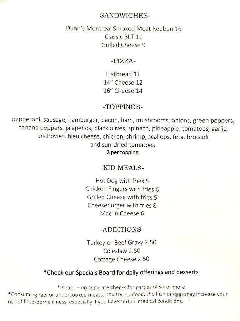 Snow Shoe Lodge & Pub - Montgomery Center, VT menu_pic