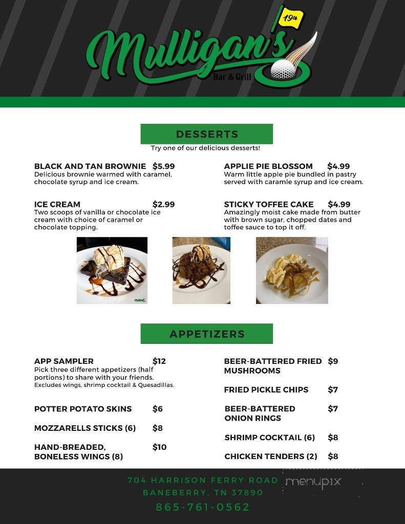 Mulligan's Bar & Grill - Baneberry, TN menu_pic