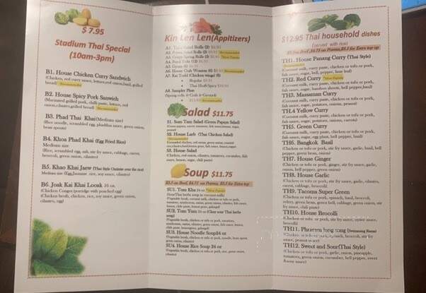 Stadium Thai - Tacoma, WA menu_pic