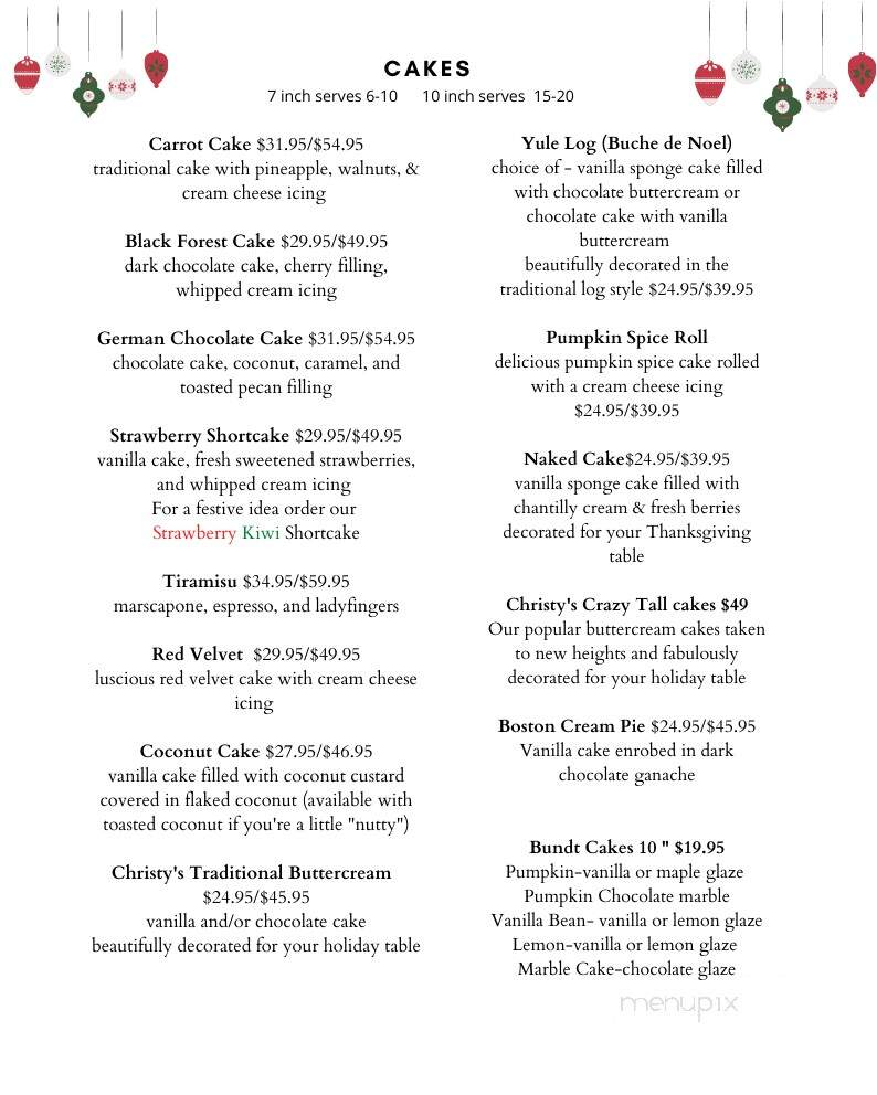 Christy's NY Cheesecake Bakery - Wellington, FL menu_pic