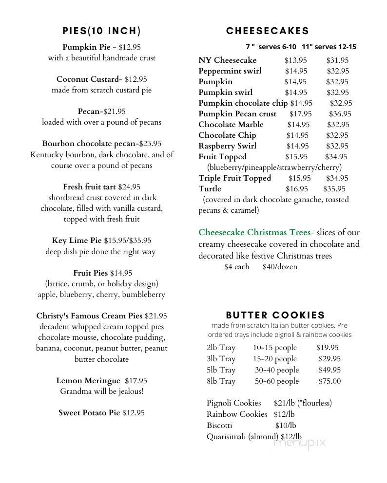 Christy's NY Cheesecake Bakery - Wellington, FL menu_pic