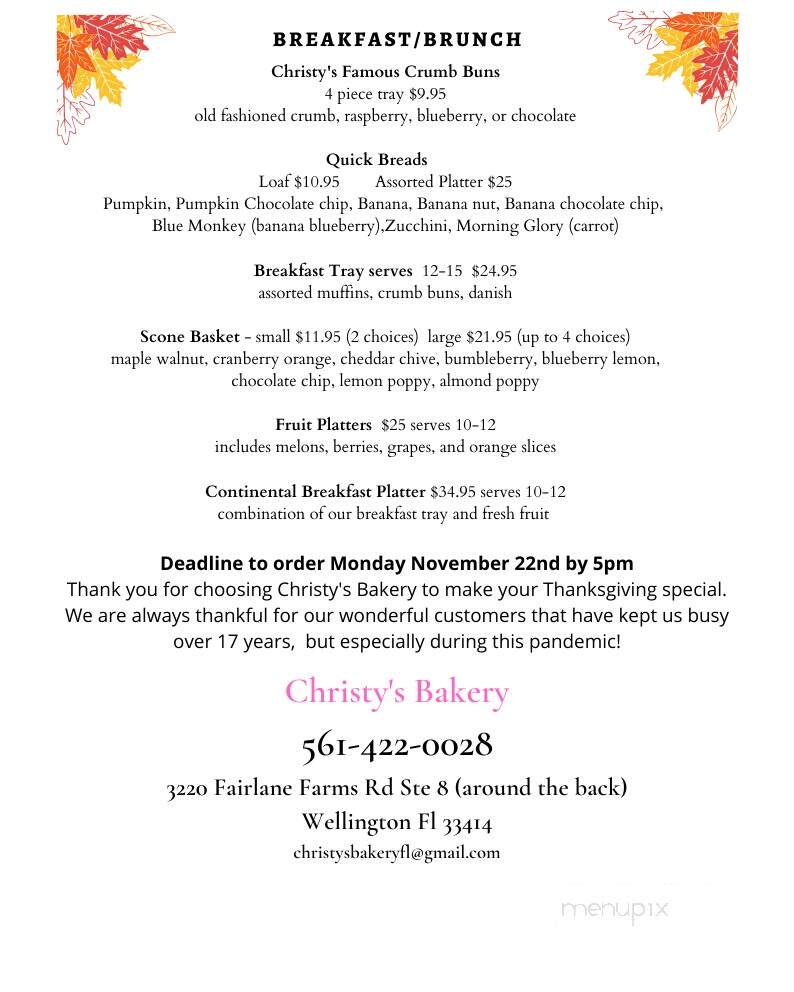 Christy's NY Cheesecake Bakery - Wellington, FL menu_pic