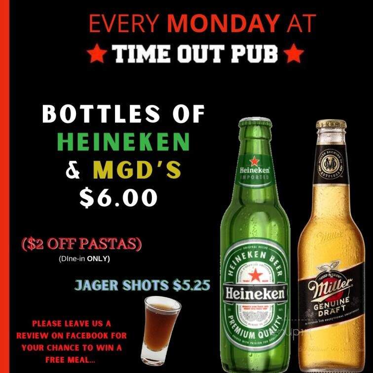 Time Out Pub - Edmonton, AB menu_pic
