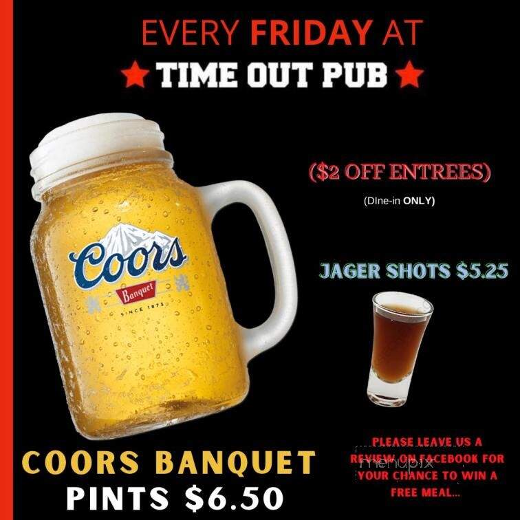 Time Out Pub - Edmonton, AB menu_pic