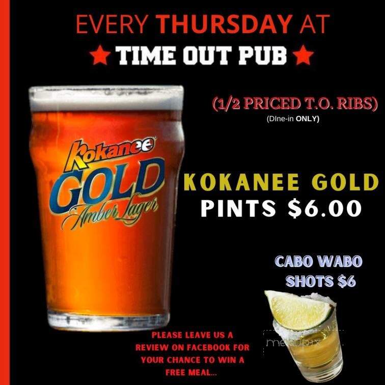 Time Out Pub - Edmonton, AB menu_pic