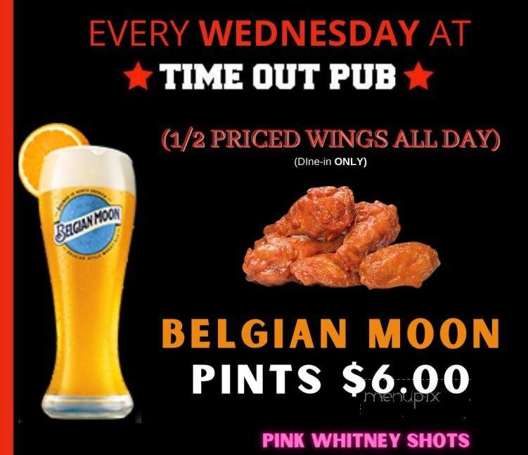 Time Out Pub - Edmonton, AB menu_pic