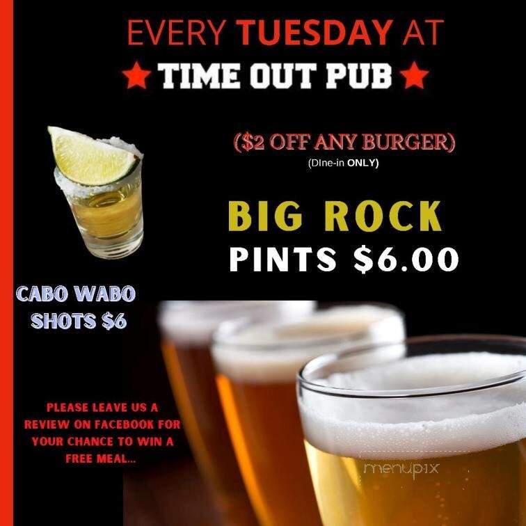 Time Out Pub - Edmonton, AB menu_pic