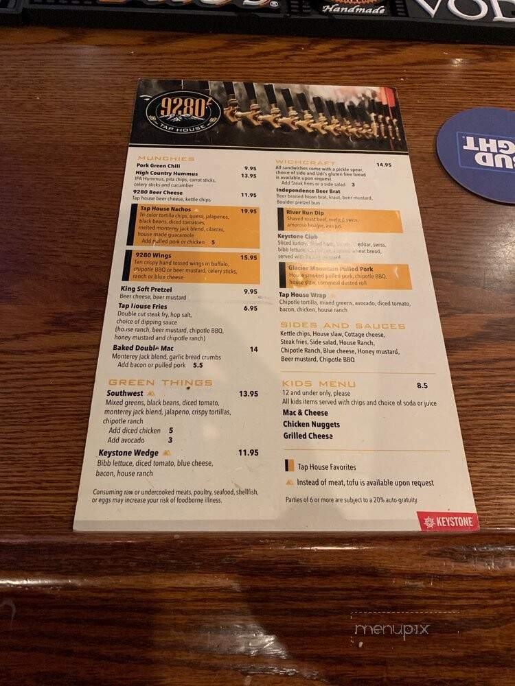 9280' Tap House - Keystone, CO menu_pic