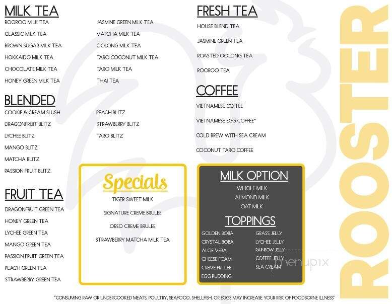 Rooster Tea - Costa Mesa, CA menu_pic