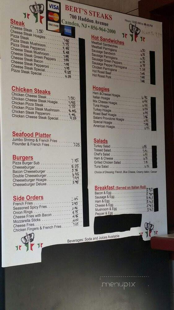 Bert's Steak & Sub House - Camden, NJ menu_pic