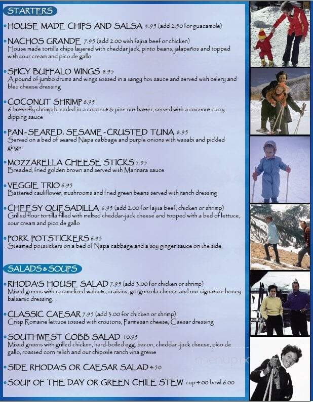 Rhoda's Restaurant - Taos Ski Valley, NM menu_pic
