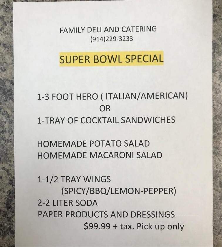 Family Deli and Catering - Mamaroneck, NY menu_pic