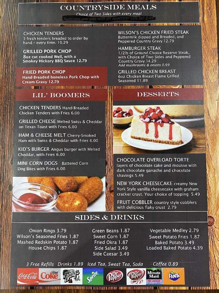 Wilson's Country Grill - Woodward, OK menu_pic