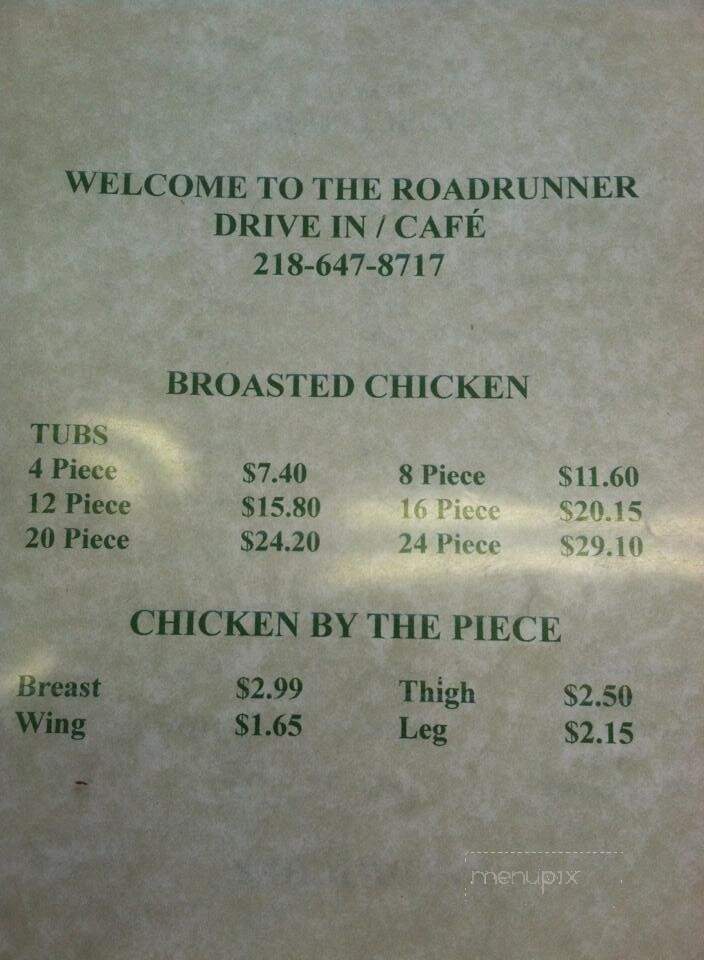 Road Runner Drive-In - Kelliher, MN menu_pic