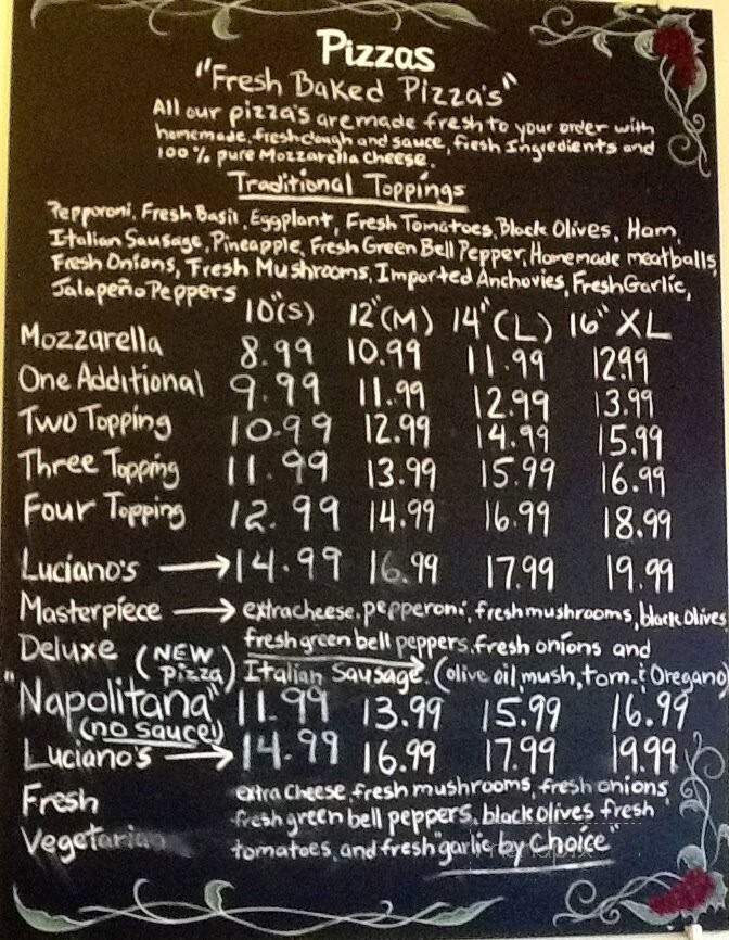 Lucianos Ristorante - Pasadena, CA menu_pic