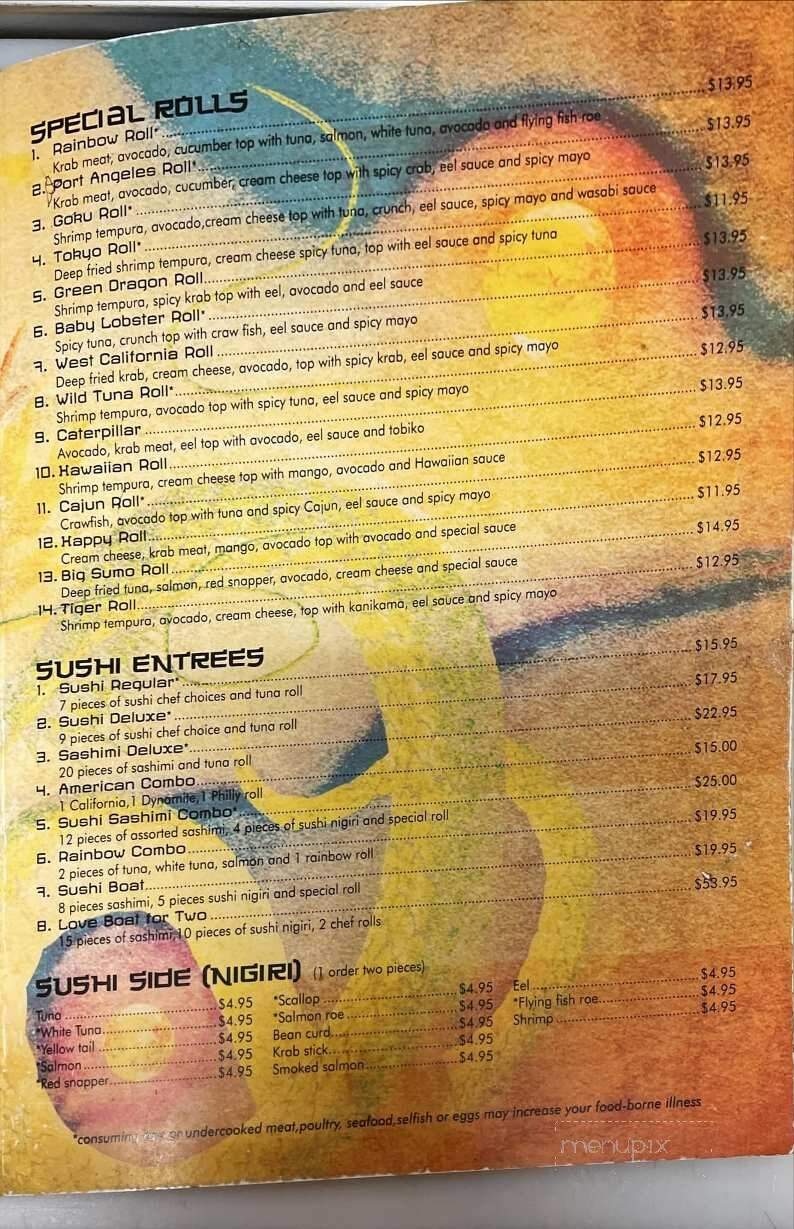 Song Kuhibachi & Sushi - Port Angeles, WA menu_pic