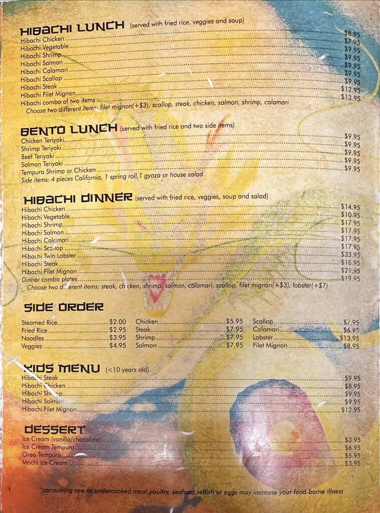 Song Kuhibachi & Sushi - Port Angeles, WA menu_pic
