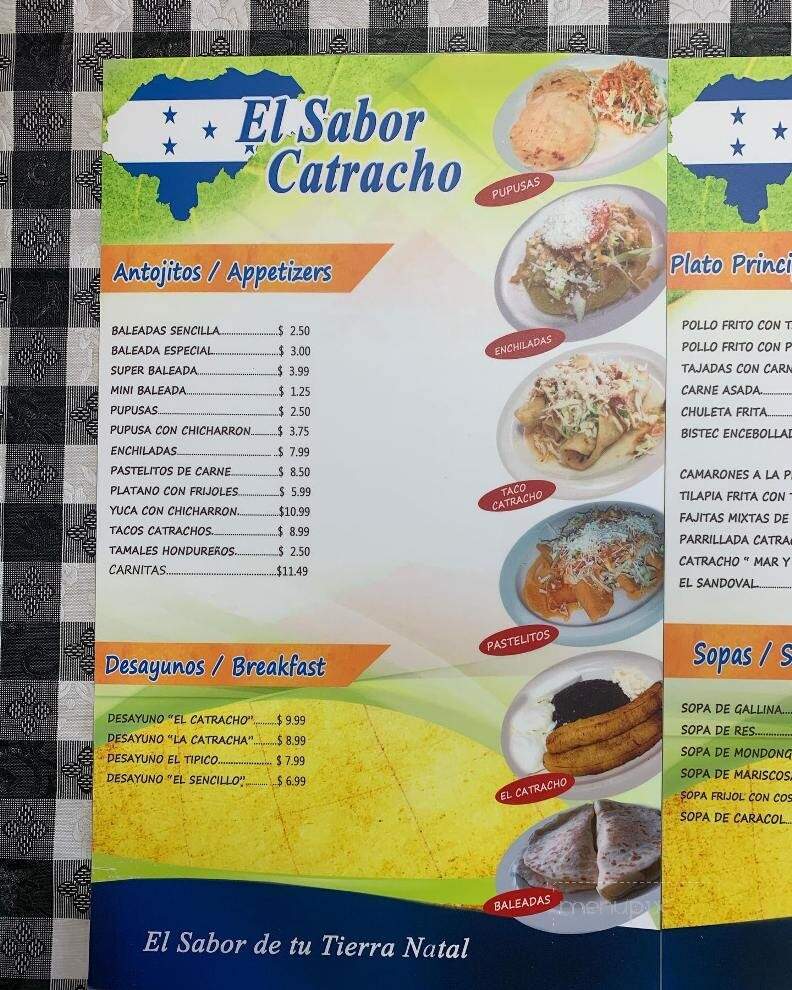 El Sabor Catracho Restaurant - Indianapolis, IN menu_pic