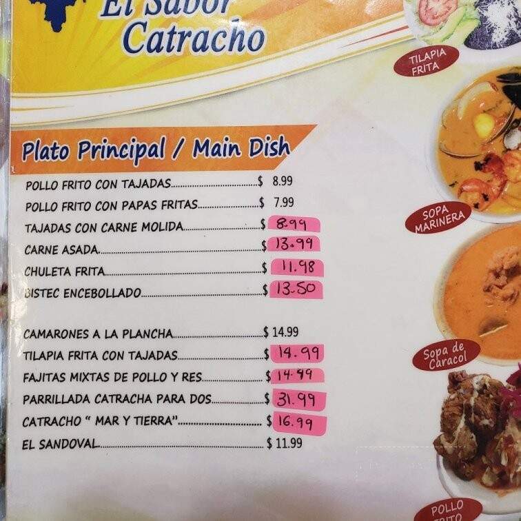 El Sabor Catracho Restaurant - Indianapolis, IN menu_pic