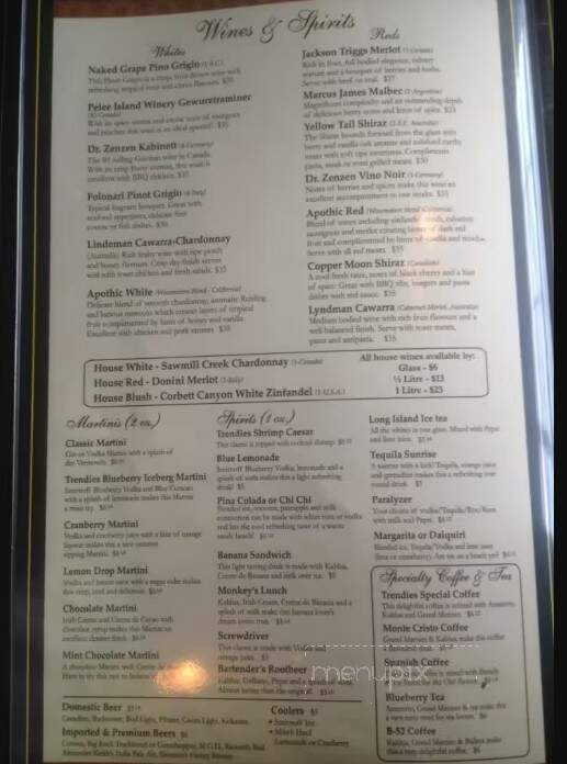 Trendies Restaurant - Sundre, AB menu_pic