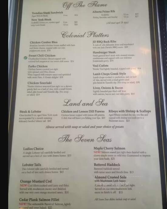 Trendies Restaurant - Sundre, AB menu_pic