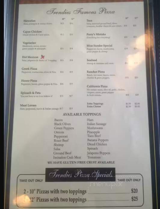 Trendies Restaurant - Sundre, AB menu_pic