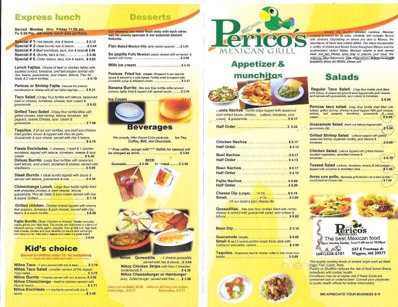 Pericos Mexican Restaurant - Wiggins, MS