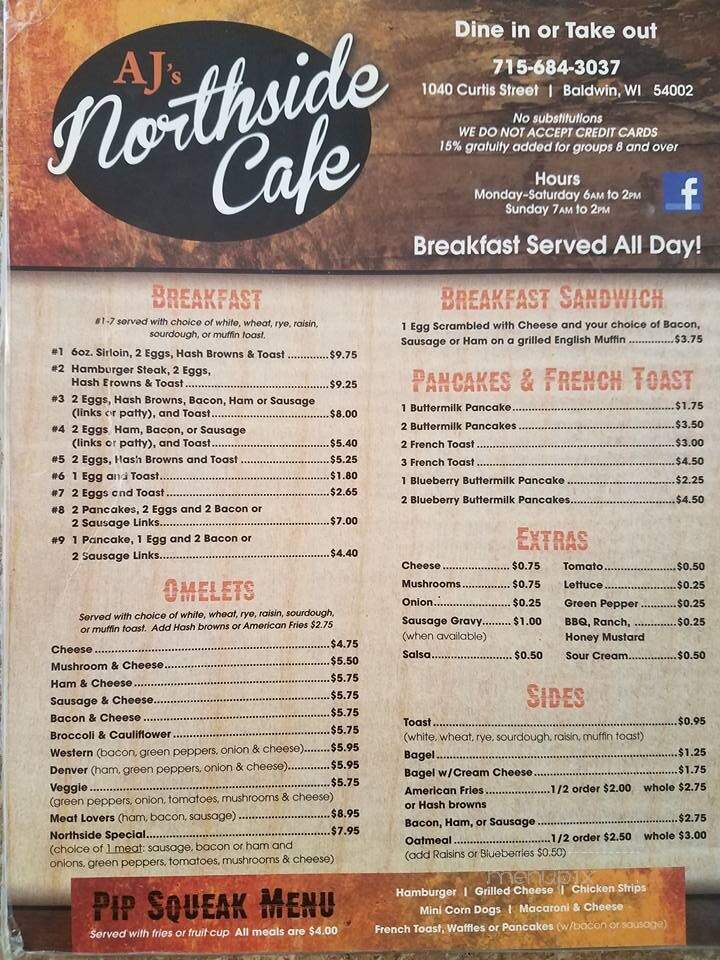 AJ's Northside Cafe - Baldwin, WI menu_pic