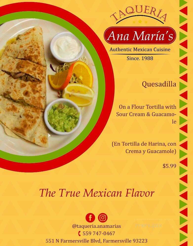 Taqueria Anna Maria's - Farmersville, CA menu_pic