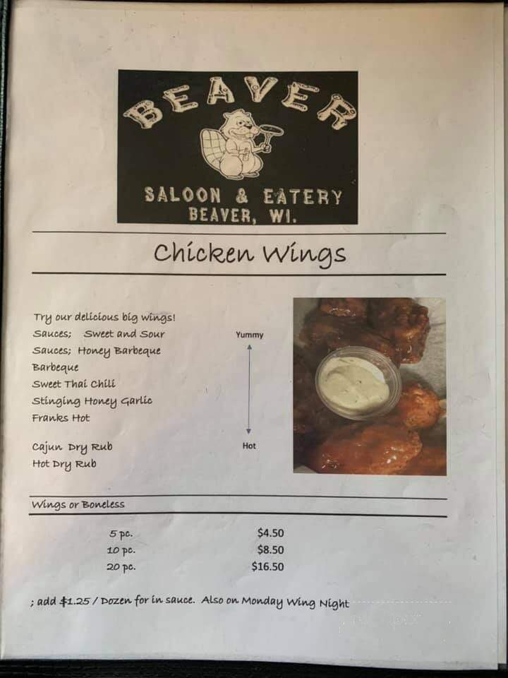 Beaver Saloon - Pound, WI menu_pic
