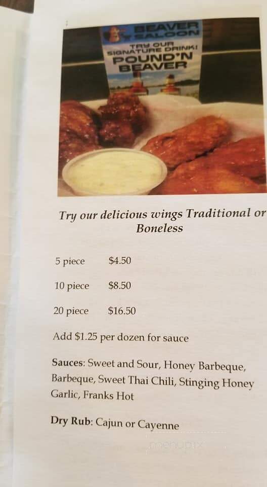 Beaver Saloon - Pound, WI menu_pic