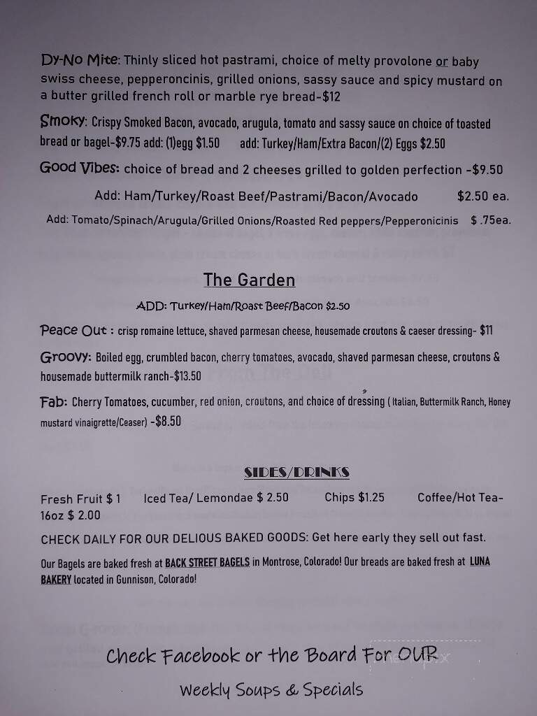 Beggin For Bagels - Lake City, CO menu_pic