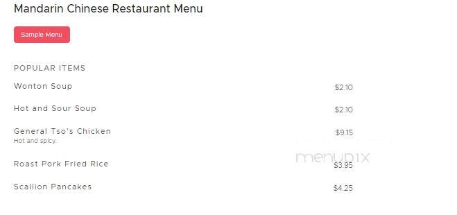 Mandarin Chinese Restaurant - Somerville, MA menu_pic