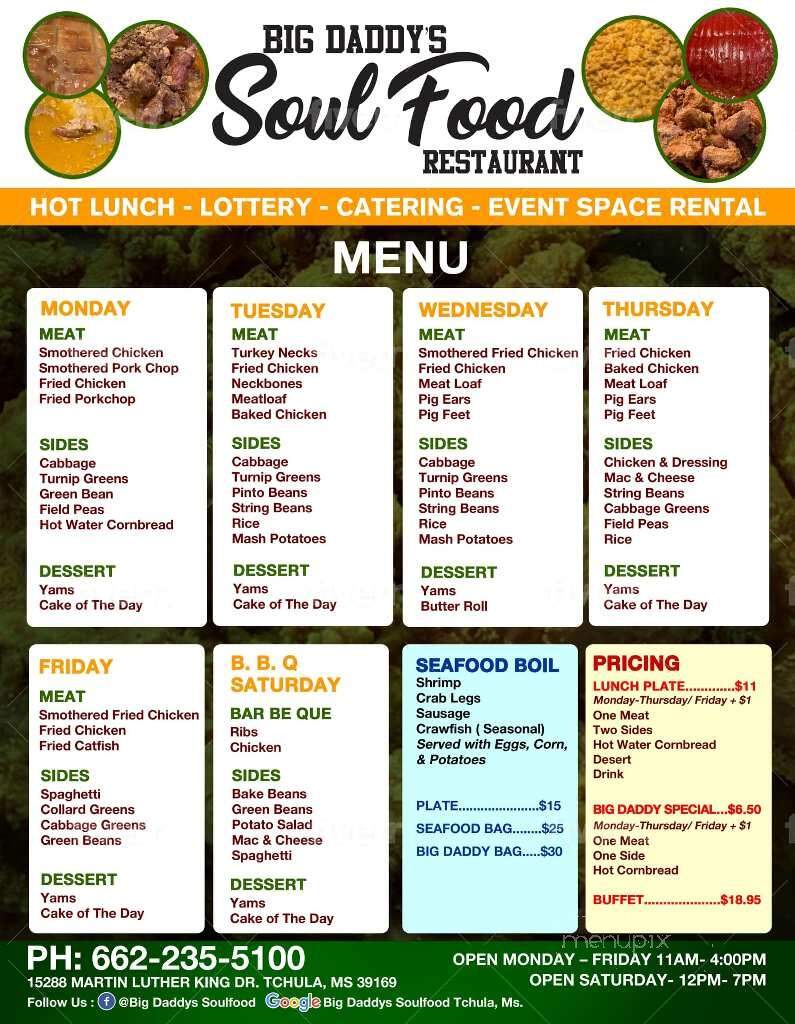 Big Daddy's Soul Food - Tchula, MS menu_pic