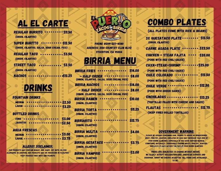 El Puerto Tacos - Stockton, CA menu_pic