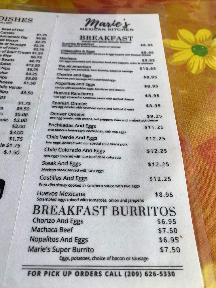 Marias Mexican Kitchen - Merced, CA menu_pic