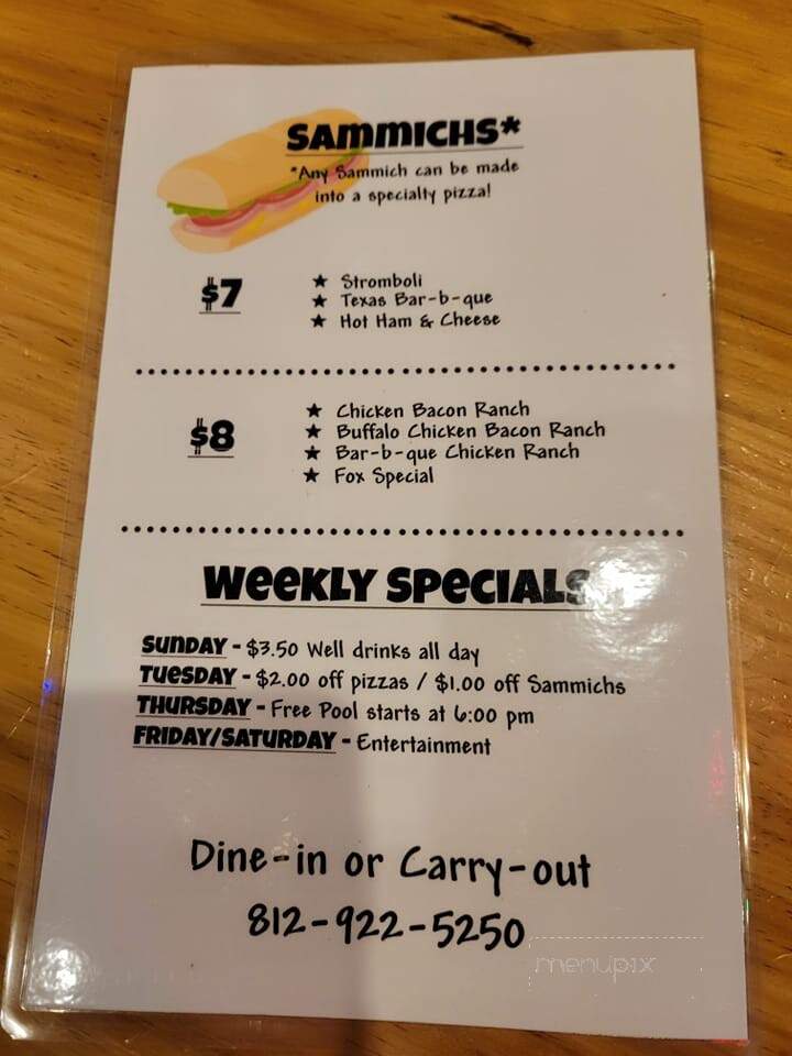 Old Fox Inn Incorporated - Lynnville, IN menu_pic