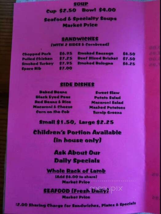 C W's BBQ - Hobe Sound, FL menu_pic