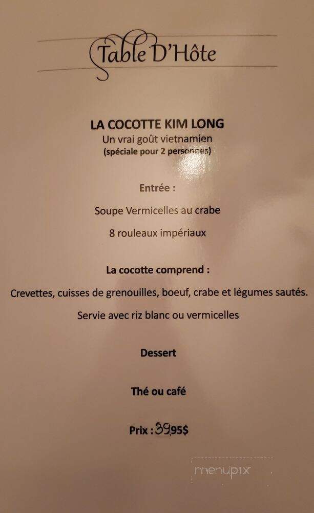 Restaurant Kim Long - Quebec, QC menu_pic