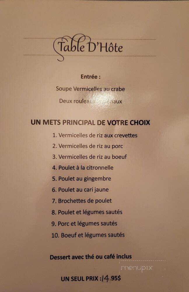 Restaurant Kim Long - Quebec, QC menu_pic